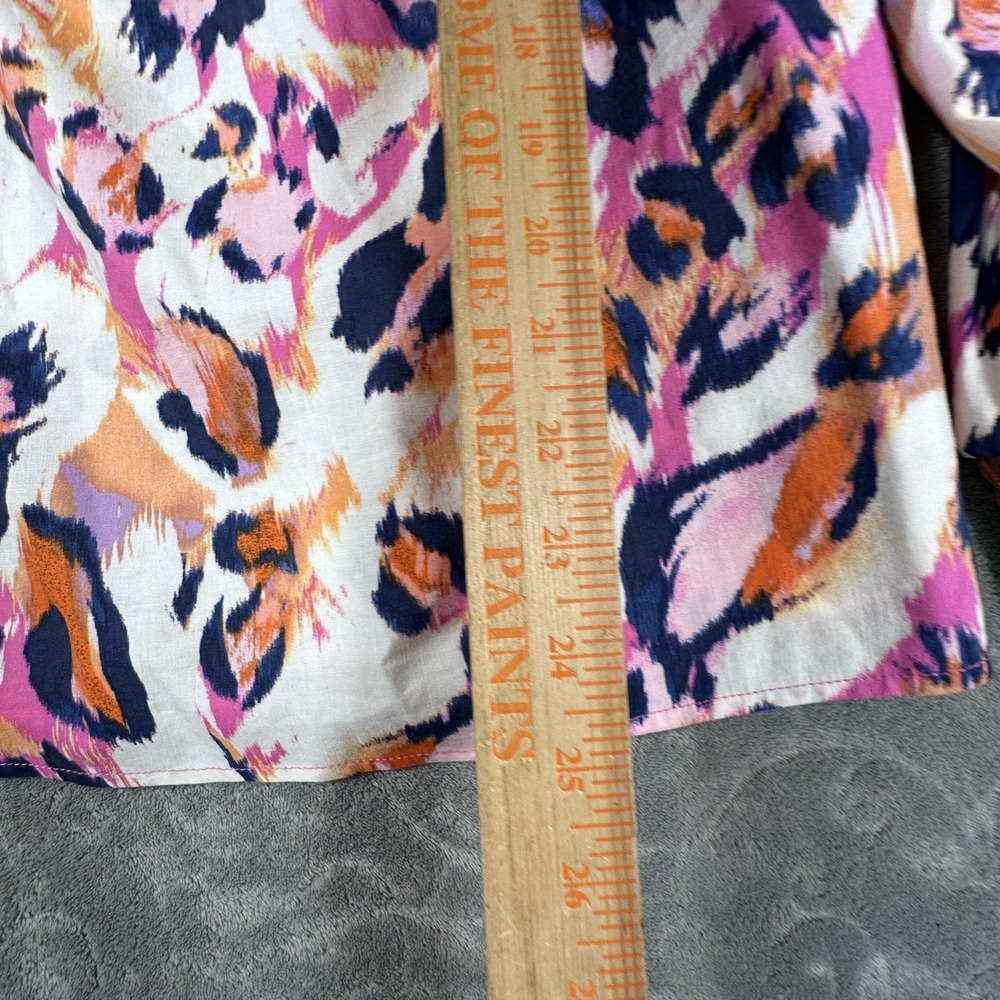 Belle Kim Gravel Vibrant Abstract Animal Print Smocked Sleeve Women's Top XS New - Picture 5 of 10
